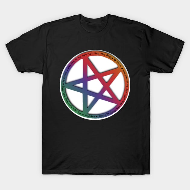 Rainbow pentagram blessed be, so mot it be T-Shirt by stickypixie